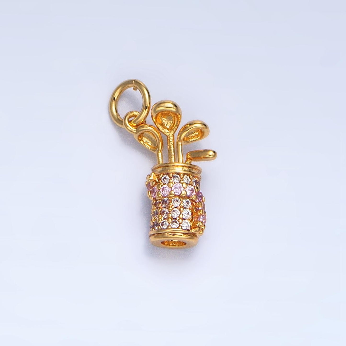 24k golf filled golf bag with clubs charm pendant for bracelet necklace charm sports inspired e370