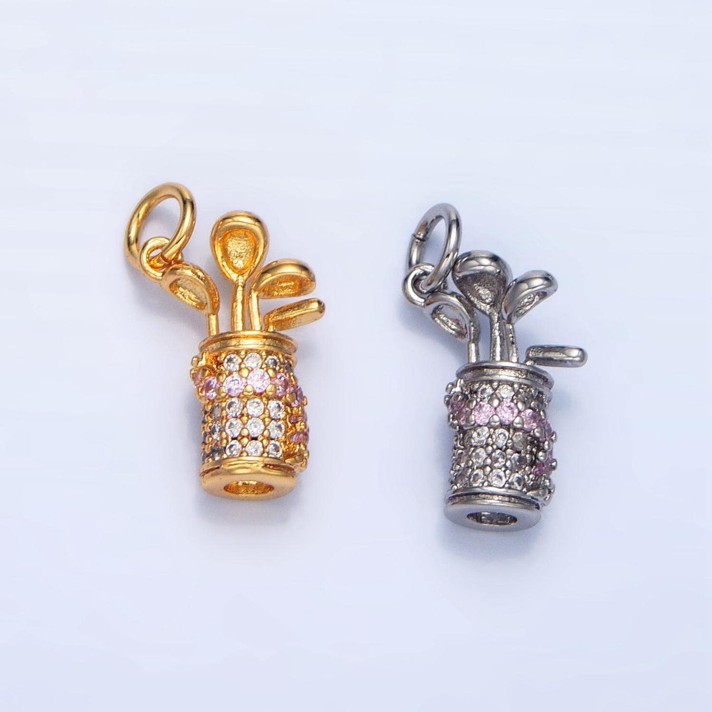 24k golf filled golf bag with clubs charm pendant for bracelet necklace charm sports inspired e370