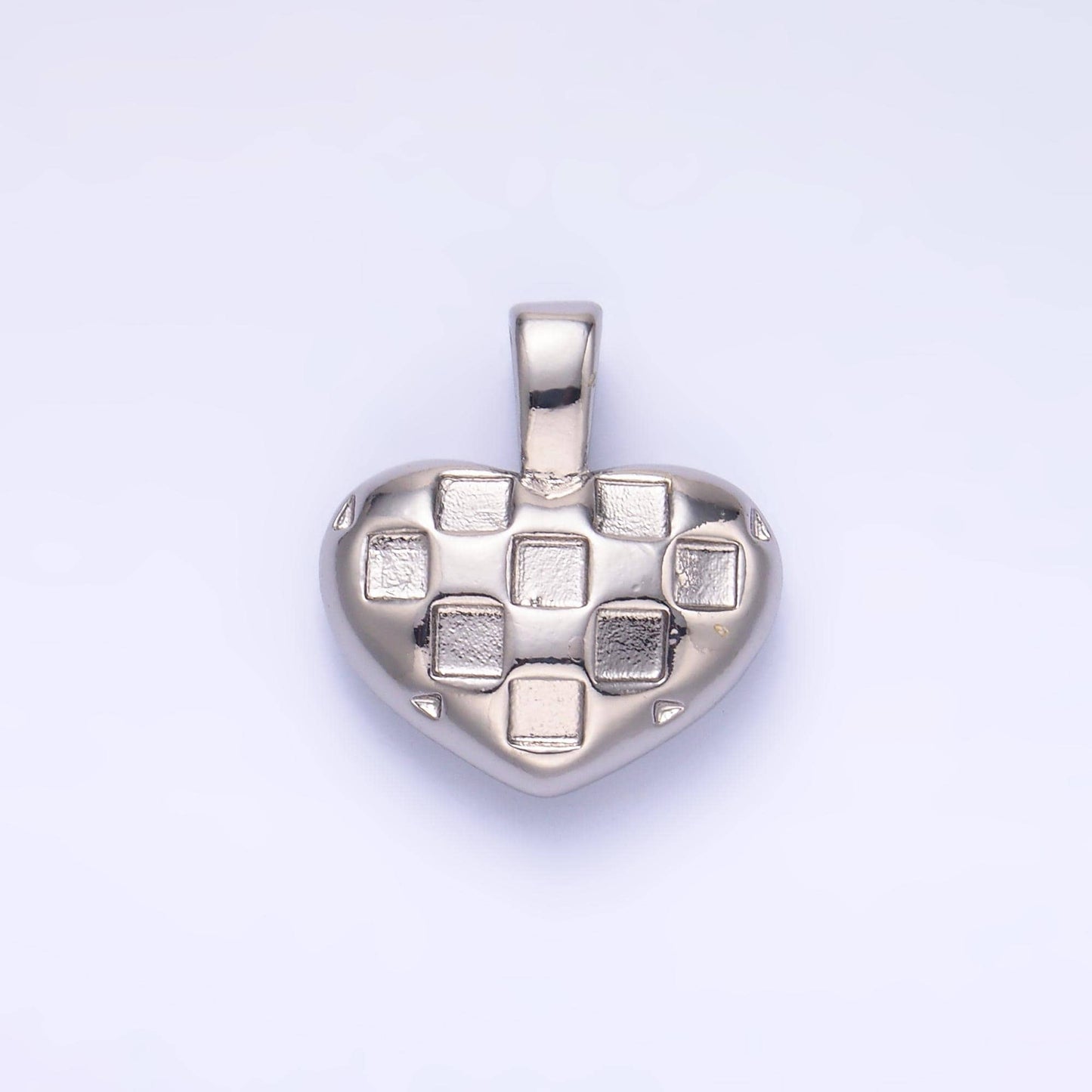 Mini Checkered balloon heart minimalist gold filled charm | AA1085