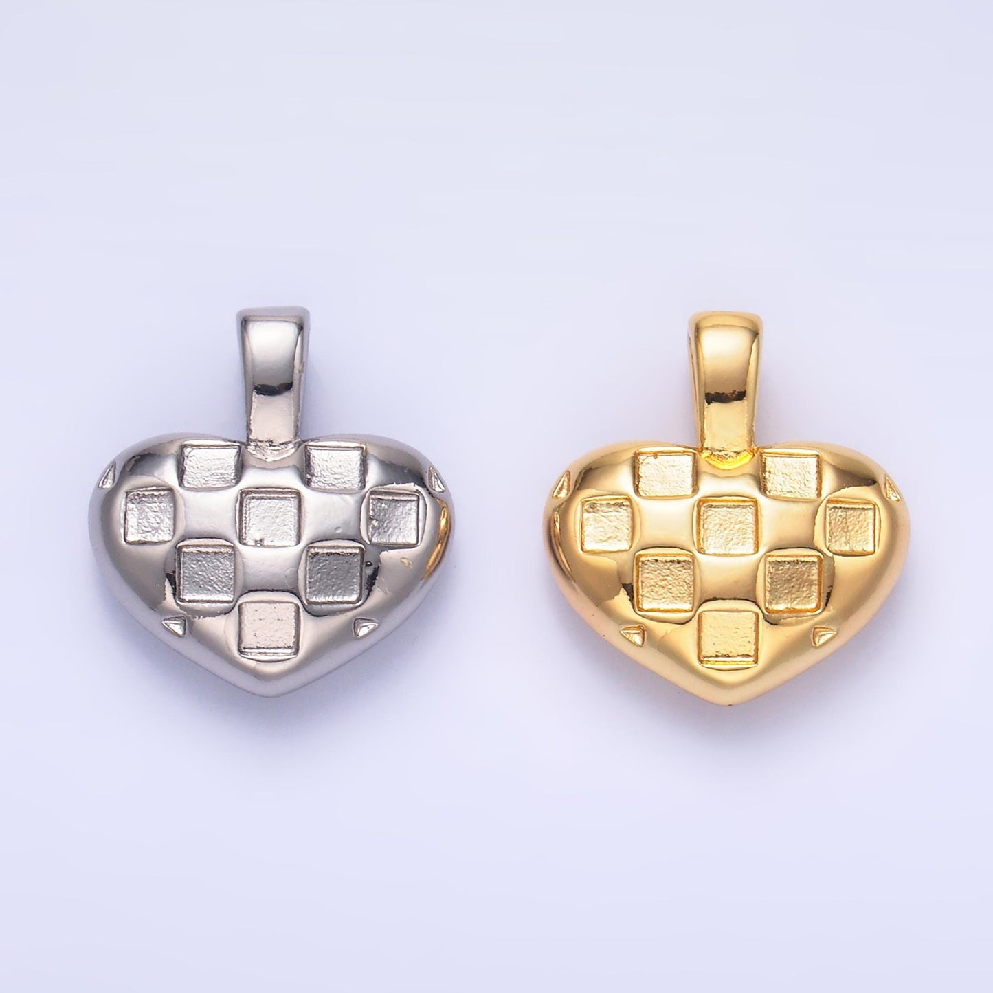 Mini Checkered balloon heart minimalist gold filled charm | AA1085