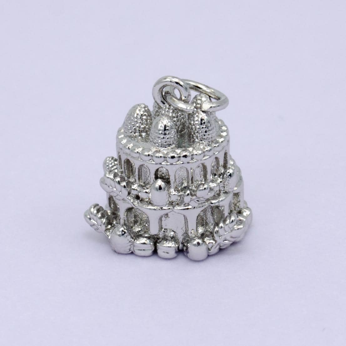 3D Cake 24k gold filled Strawberry Shortcake Charm Silver Birthday Cake charm for Bracelet Necklace Earring Supply | W412