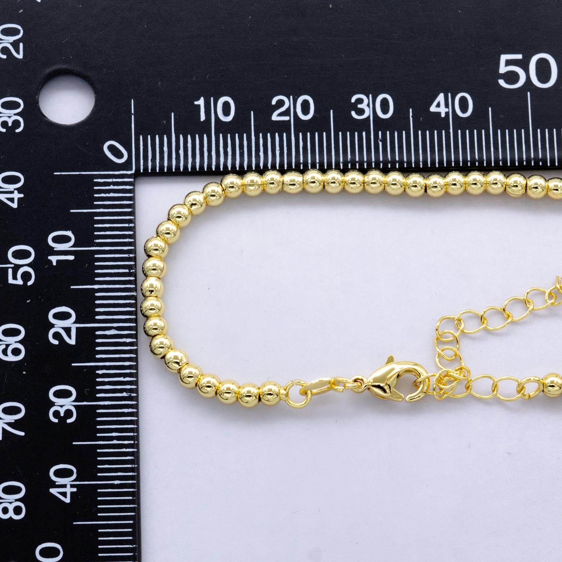 24k gold filled 3mm round bead 17.5 inch chain necklace in gold Ready to wear necklace for jewelry making supply WA-2739