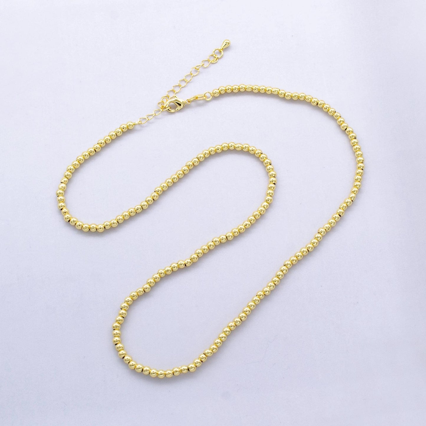 24k gold filled 3mm round bead 17.5 inch chain necklace in gold Ready to wear necklace for jewelry making supply WA-2739