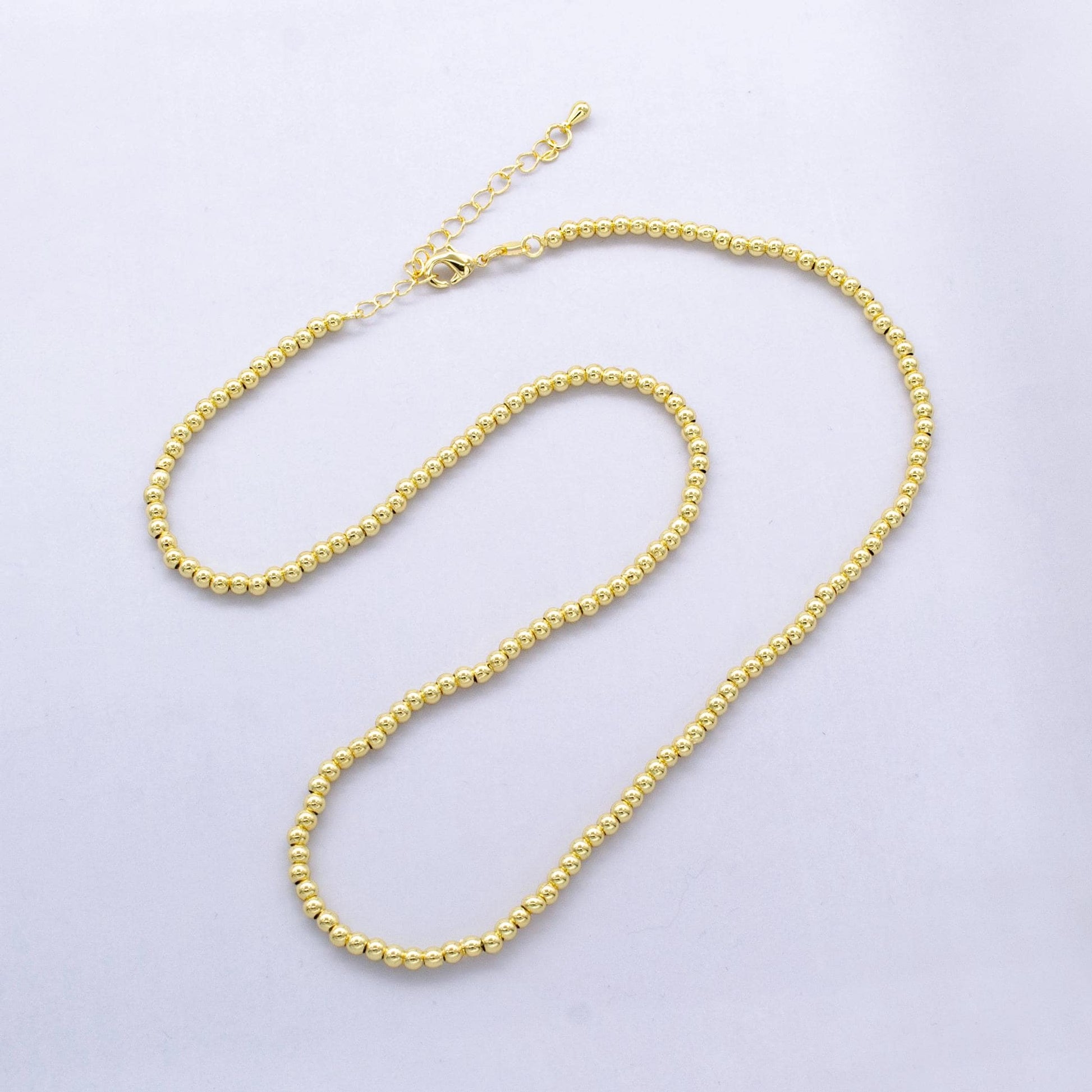 24k gold filled 3mm round bead 17.5 inch chain necklace in gold Ready to wear necklace for jewelry making supply WA-2739
