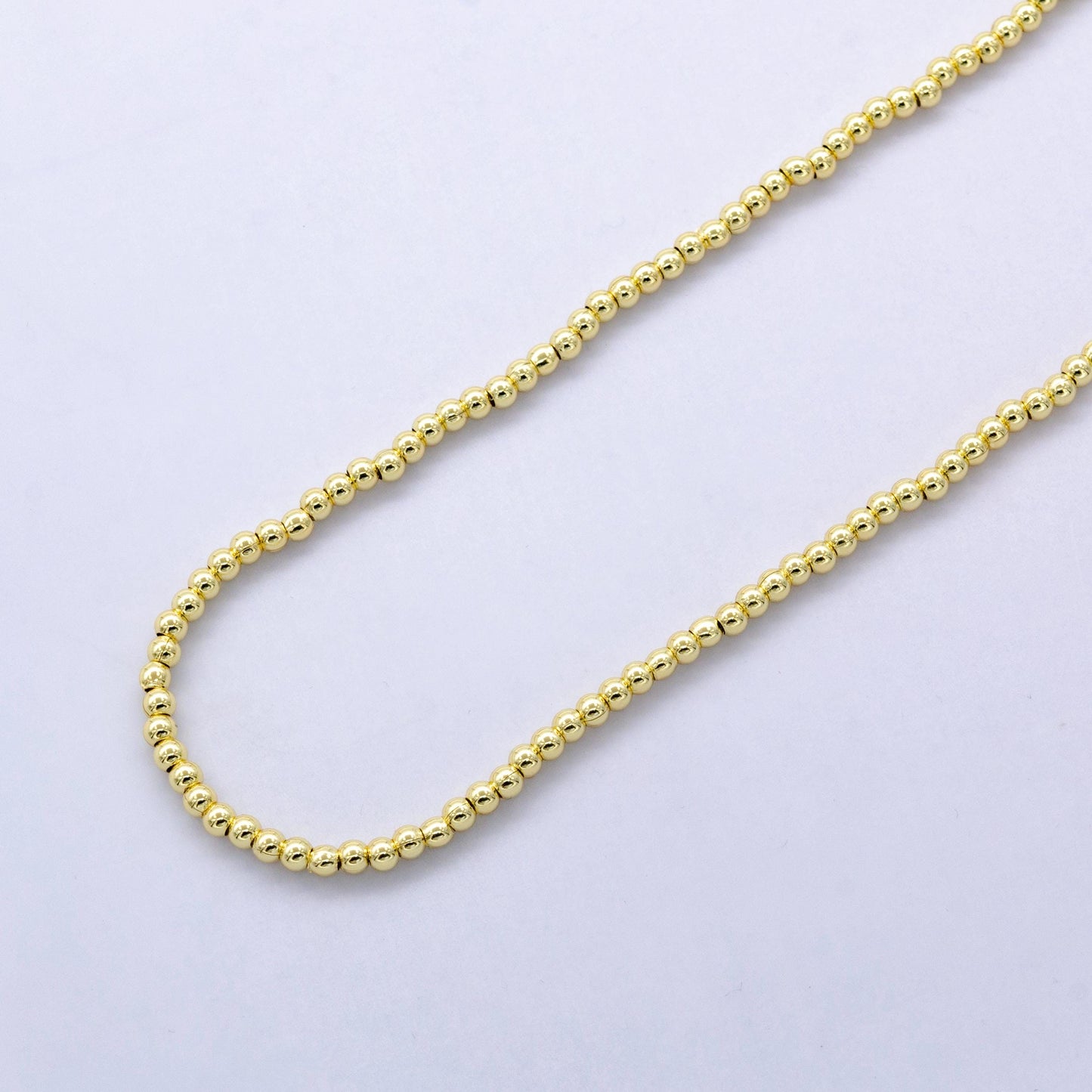 24k gold filled 3mm round bead 17.5 inch chain necklace in gold Ready to wear necklace for jewelry making supply WA-2739