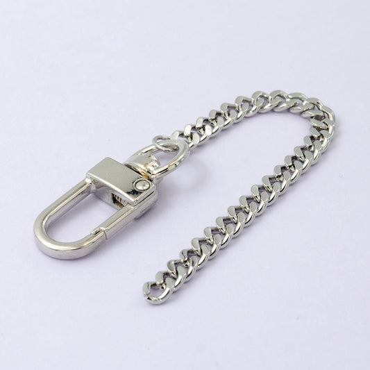 Silver Miami Cuban curb chain 5 inch for Bag Charm Supply DIY Supply for Purse Charm Jewelry Making WA-2745