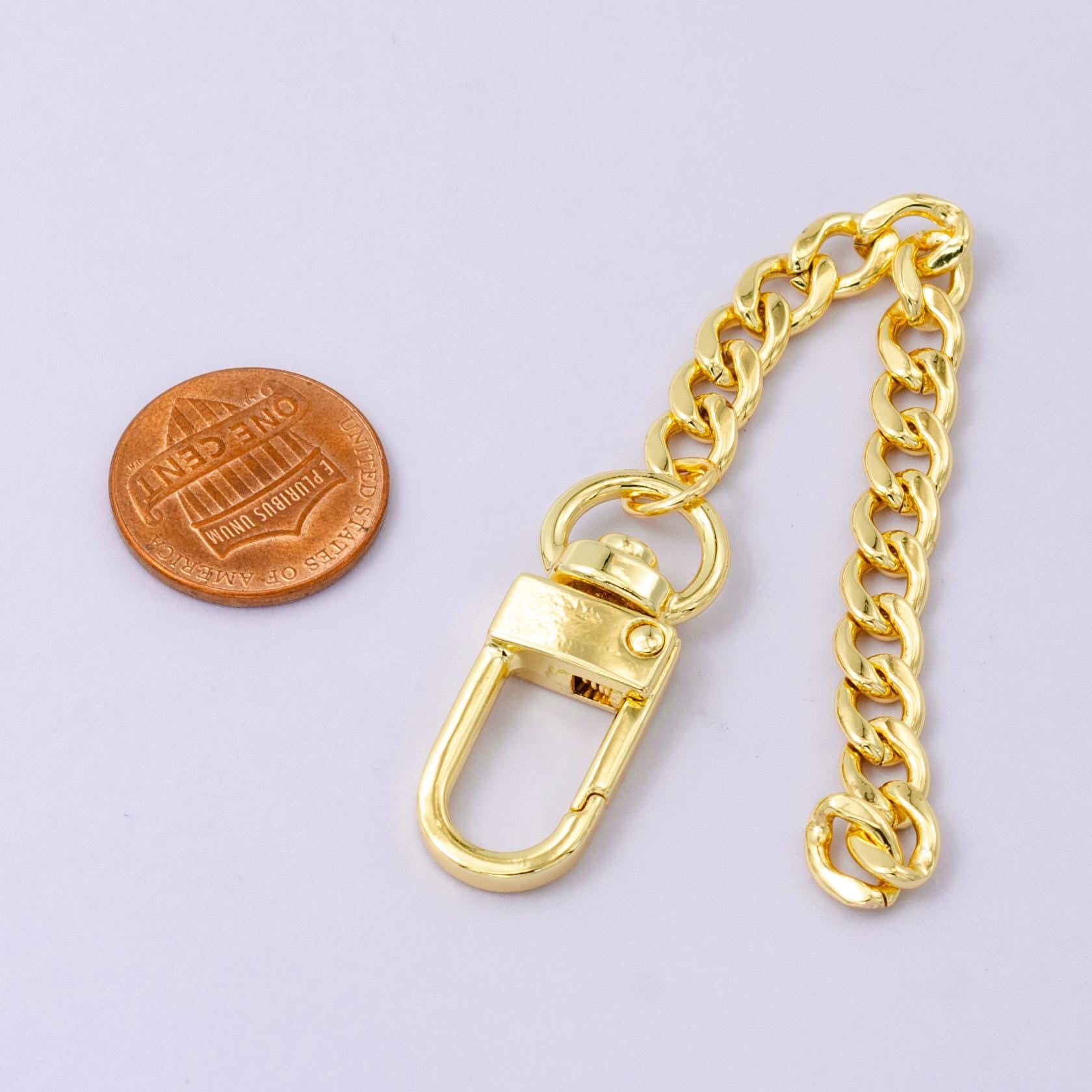 Chunky 24k Gold Filled Miami Cuban Curb chain 5 inch for Bag Charm Supply DIY Supply for Purse Charm Jewelry Making WA-2747