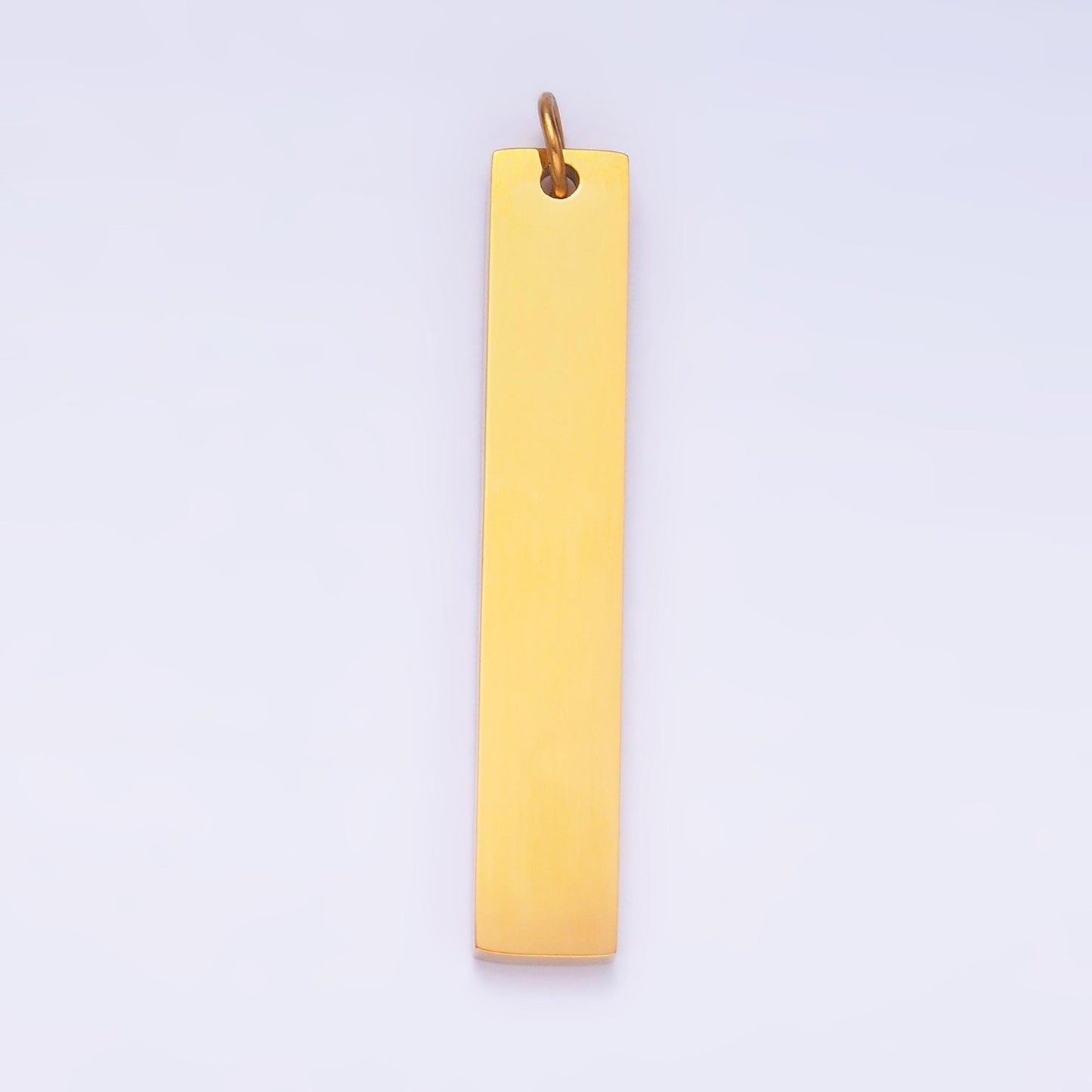 Gold engraved stainless steel Long Bar tag pendant for personalize front, back or both blank tag jewelry making supply P714