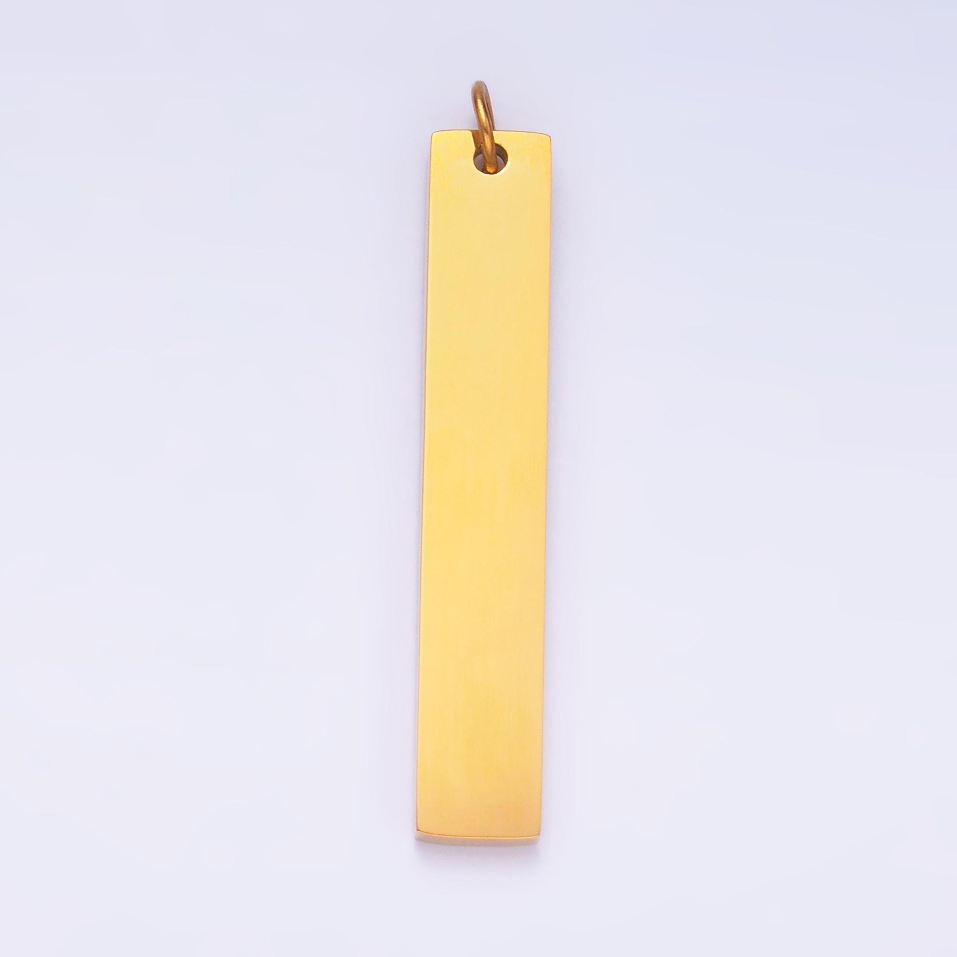Gold engraved stainless steel Long Bar tag pendant for personalize front, back or both blank tag jewelry making supply P714