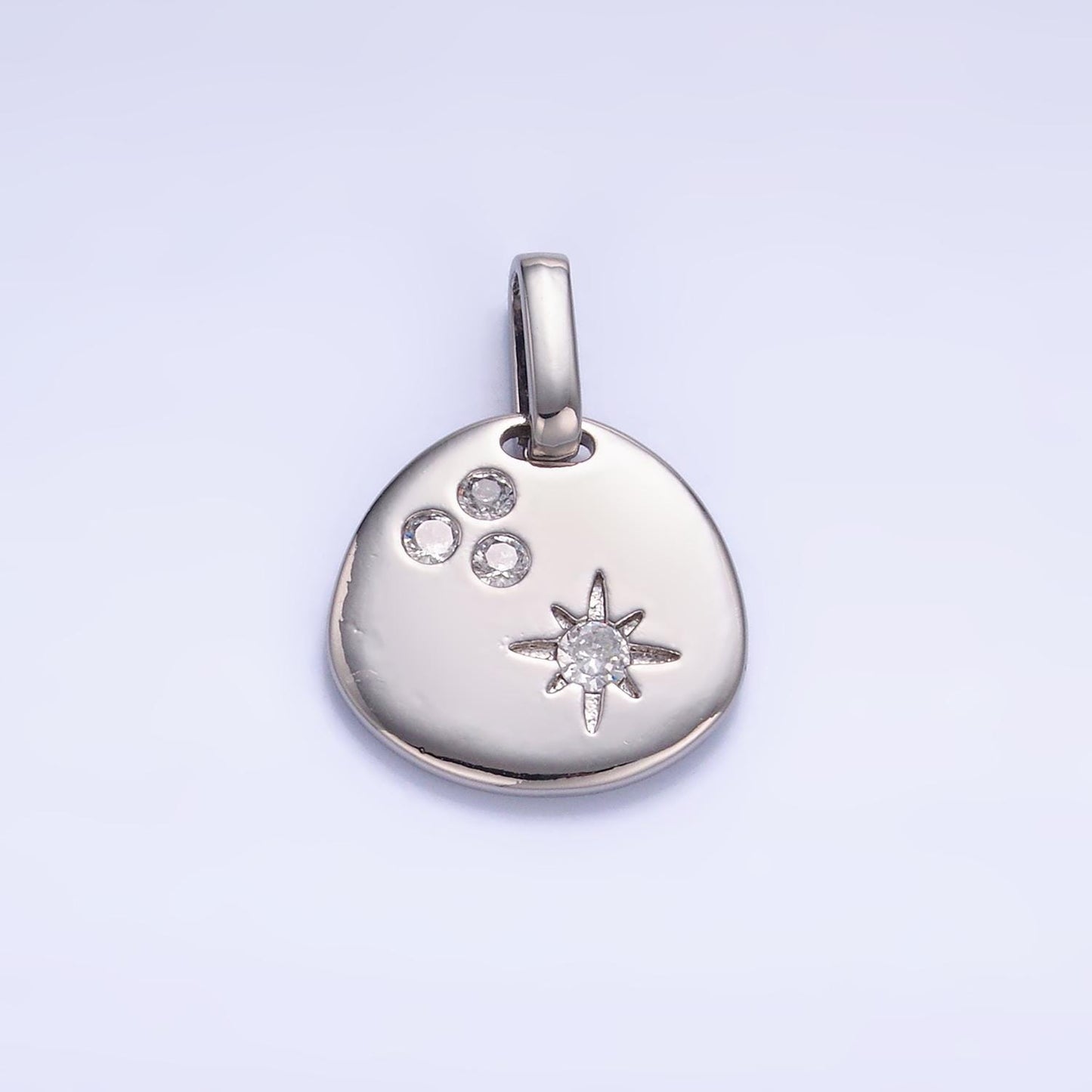 Dainty Gold Filled Coin Charm with Cubic Star CZ Pendant Celestial Jewelry AA1084