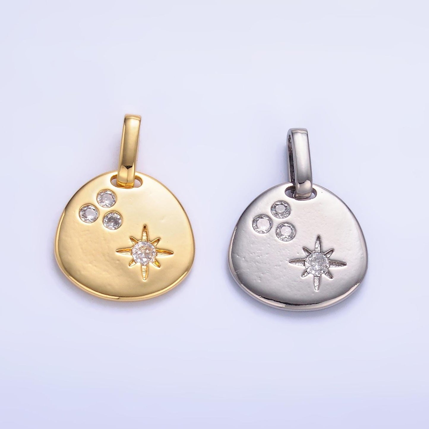 Dainty Gold Filled Coin Charm with Cubic Star CZ Pendant Celestial Jewelry AA1084