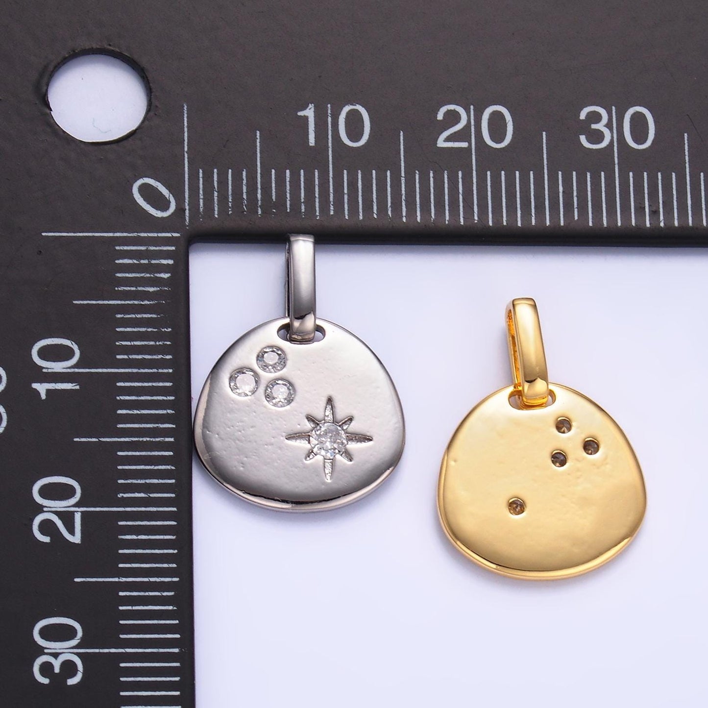 Dainty Gold Filled Coin Charm with Cubic Star CZ Pendant Celestial Jewelry AA1084