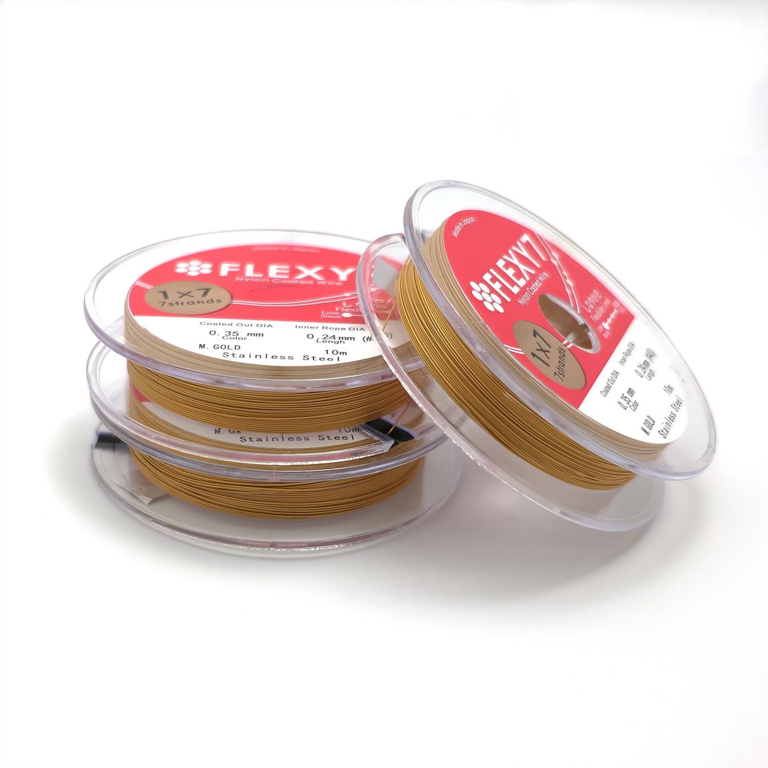 10 meter High Quality 0.25, 0.3, 0.35, 0.4, 0.45mm Gold Silver Nylon Coated Stainless Steel Wire made in Japan for String Beads Pearl SP-014