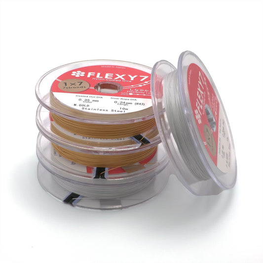10 meter High Quality 0.25, 0.3, 0.35, 0.4, 0.45mm Gold Silver Nylon Coated Stainless Steel Wire made in Japan for String Beads Pearl SP-014