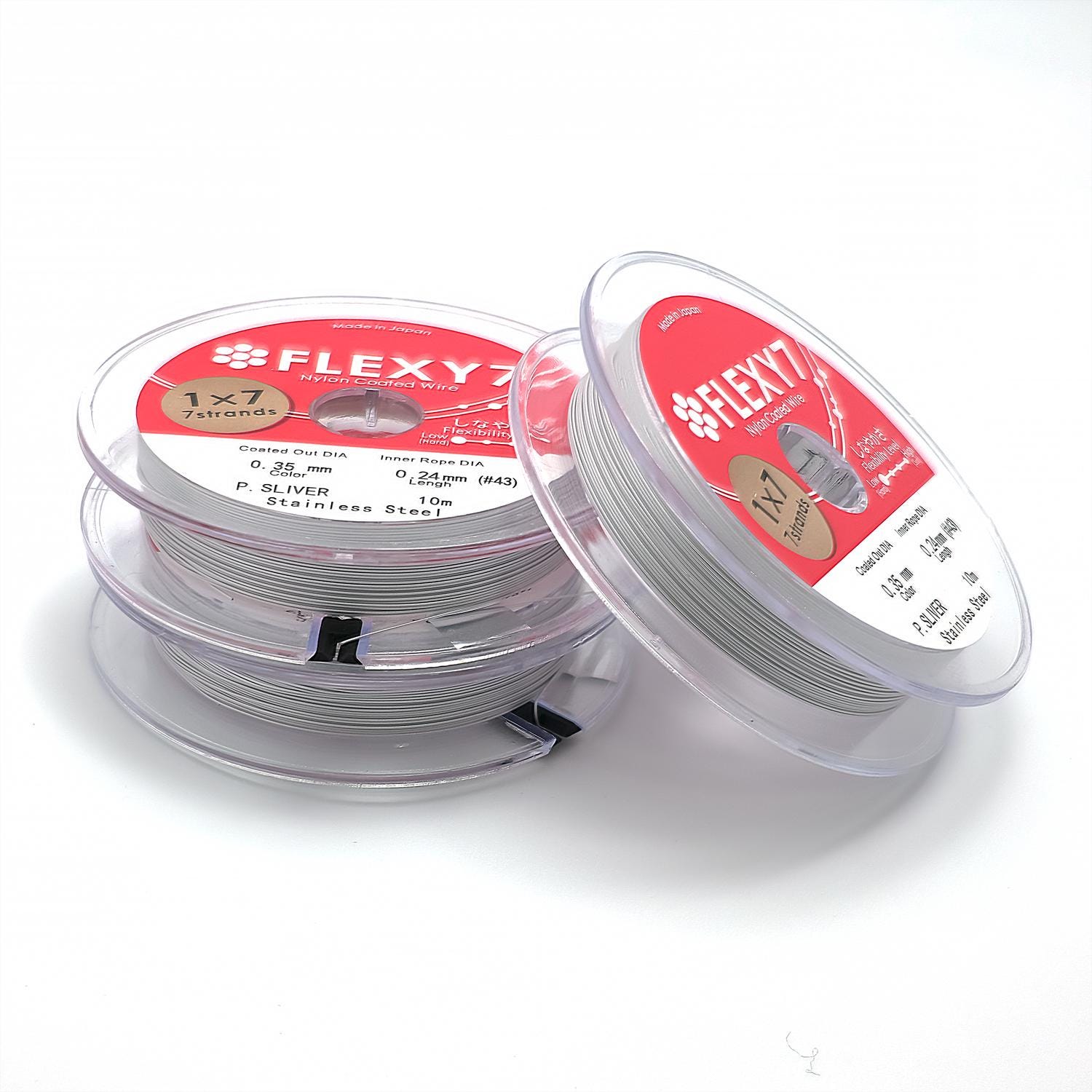 10 meter High Quality 0.25, 0.3, 0.35, 0.4, 0.45mm Gold Silver Nylon Coated Stainless Steel Wire made in Japan for String Beads Pearl SP-014