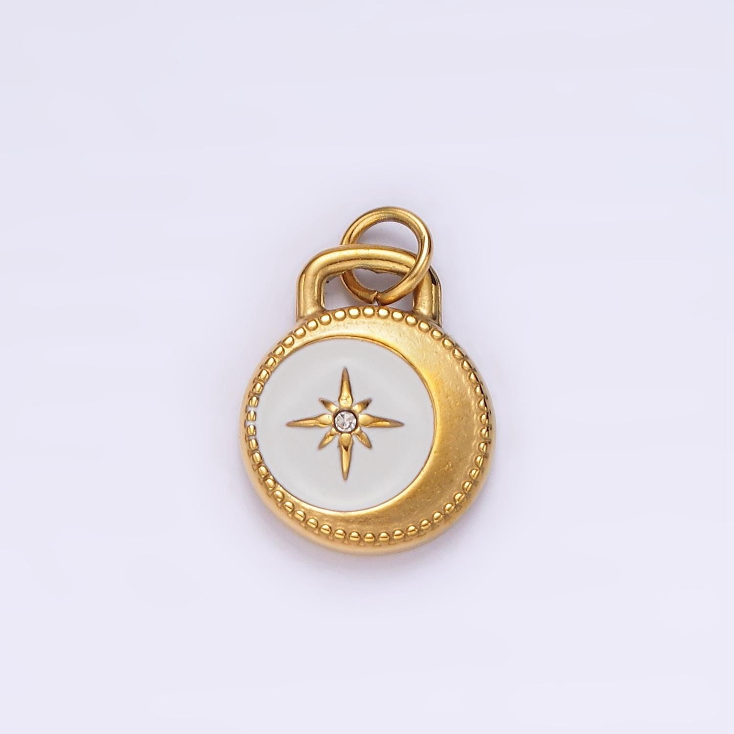 Stainless steel gold turquoise star charm north star coin pendant for bracelet necklace charm jewelry making supply p1383