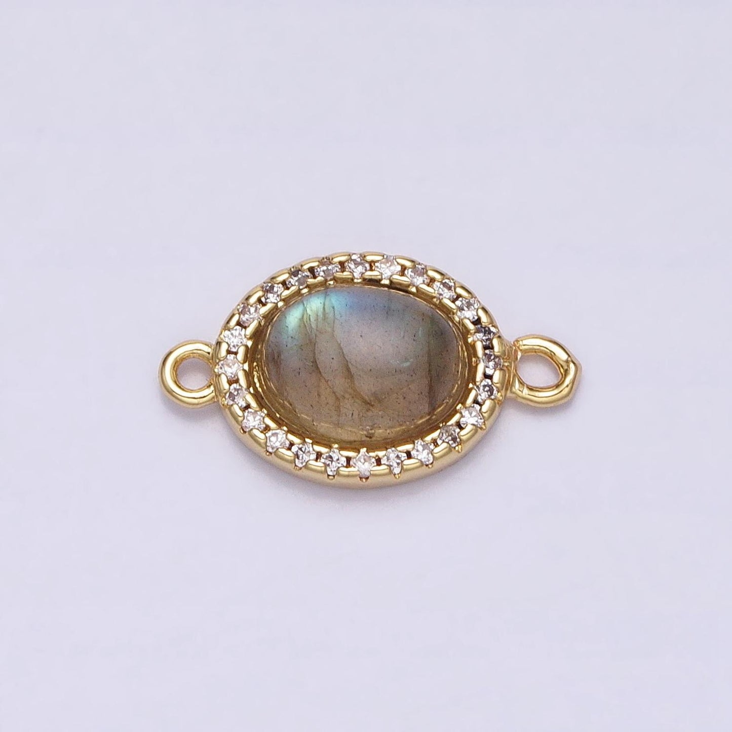 Teal Gemstone Oval Connector, Turquoise Beads 24k Gold Filled Charm Connector Stone Link Connector for Bracelet Necklace Supply Y-800