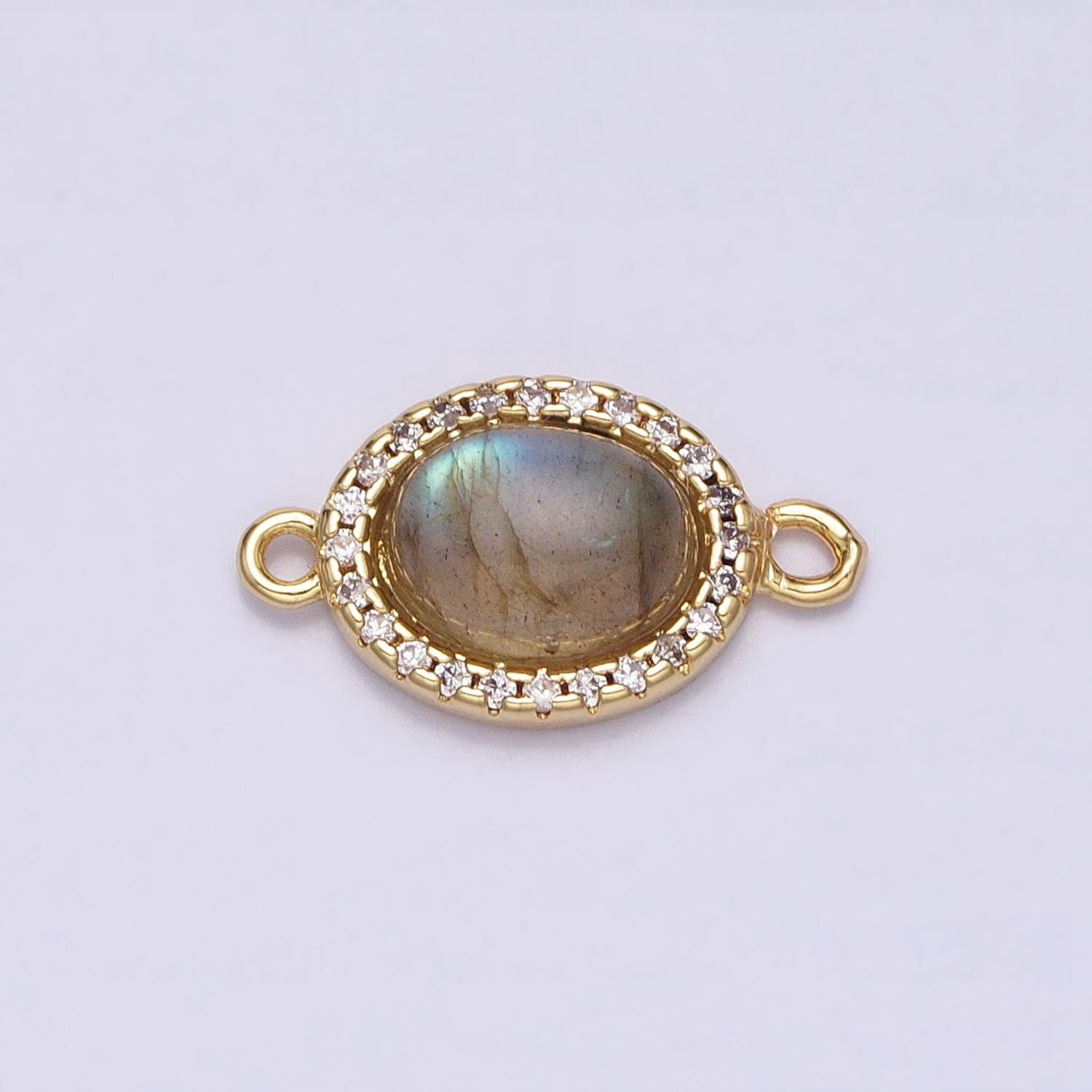 Teal Gemstone Oval Connector, Turquoise Beads 24k Gold Filled Charm Connector Stone Link Connector for Bracelet Necklace Supply Y-800
