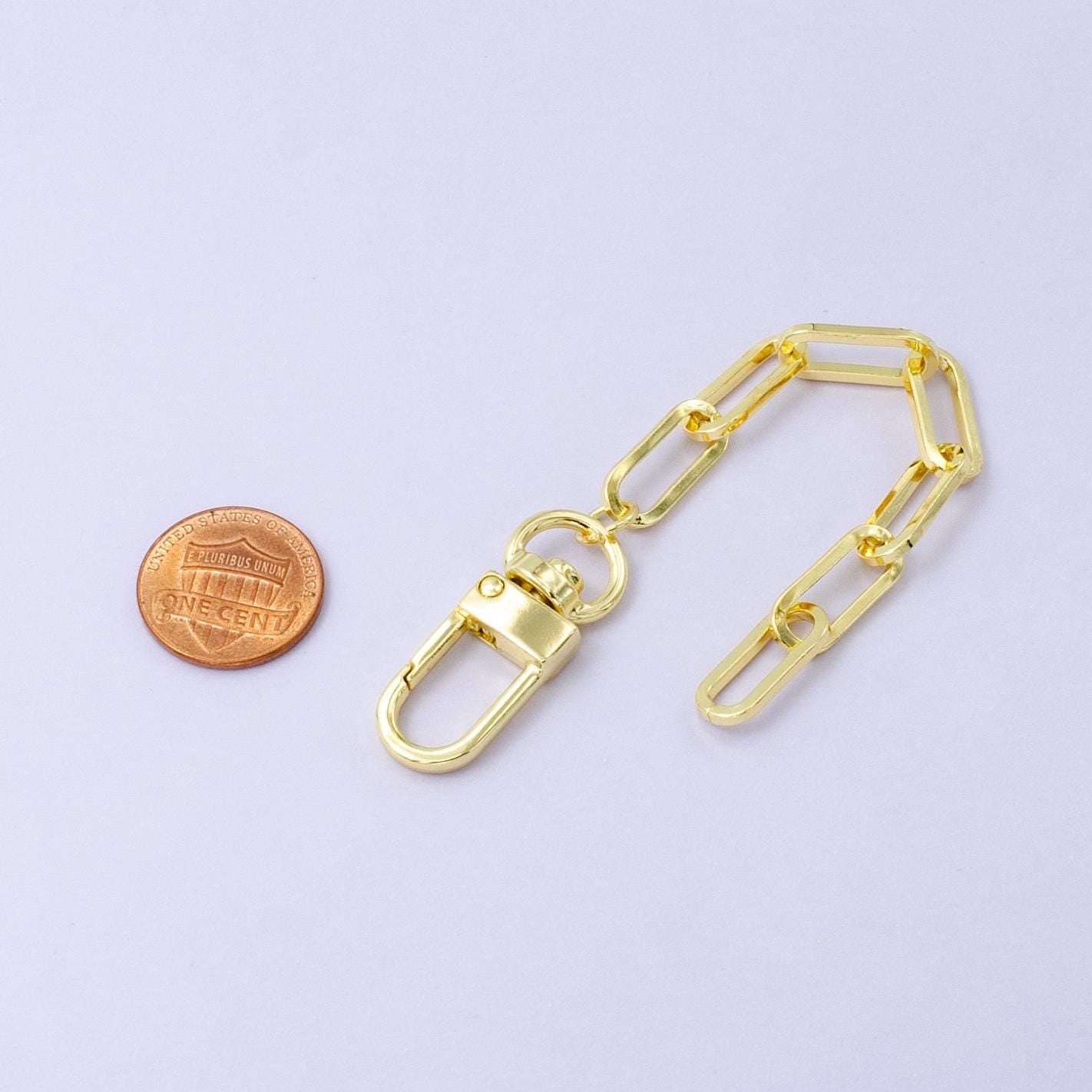 Bold 24k Gold Filled Paper Clip chain 5 inch for Bag Charm Supply DIY Supply for Purse Charm Jewelry Making WA-2756
