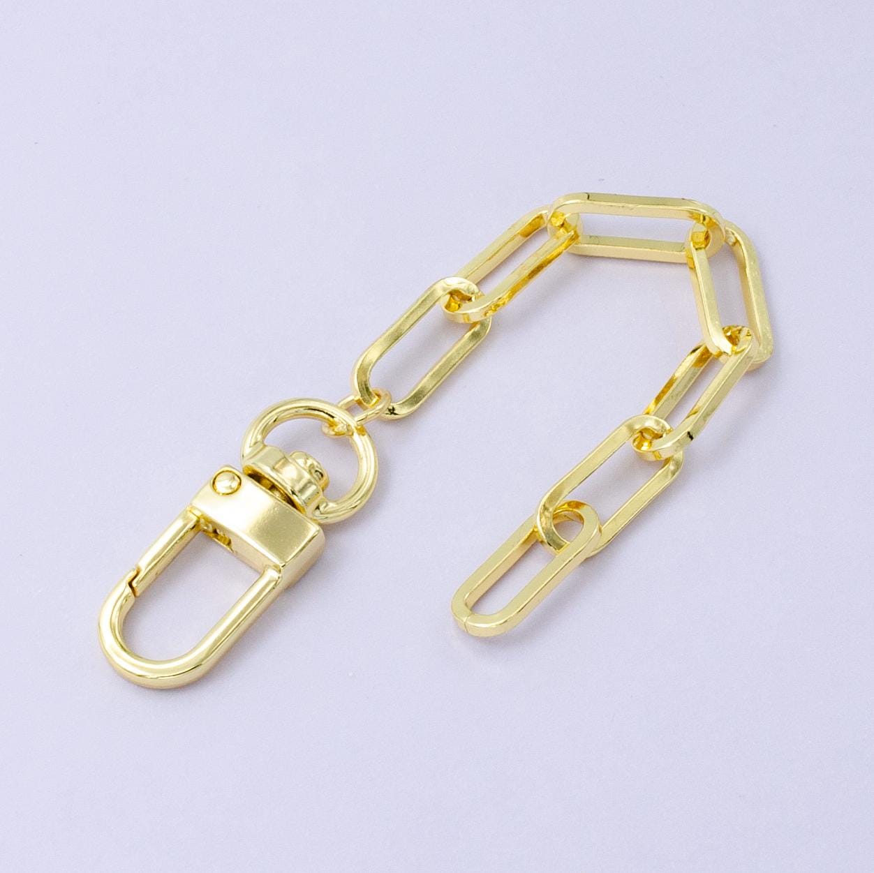 Bold 24k Gold Filled Paper Clip chain 5 inch for Bag Charm Supply DIY Supply for Purse Charm Jewelry Making WA-2756