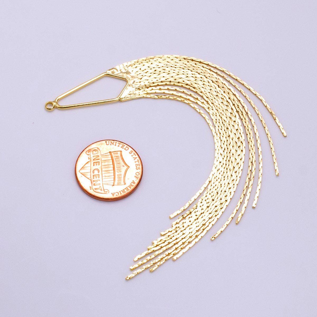 14K Gold Filled Long Wavy Earring Drop Charm Waterfall Earring | K-751