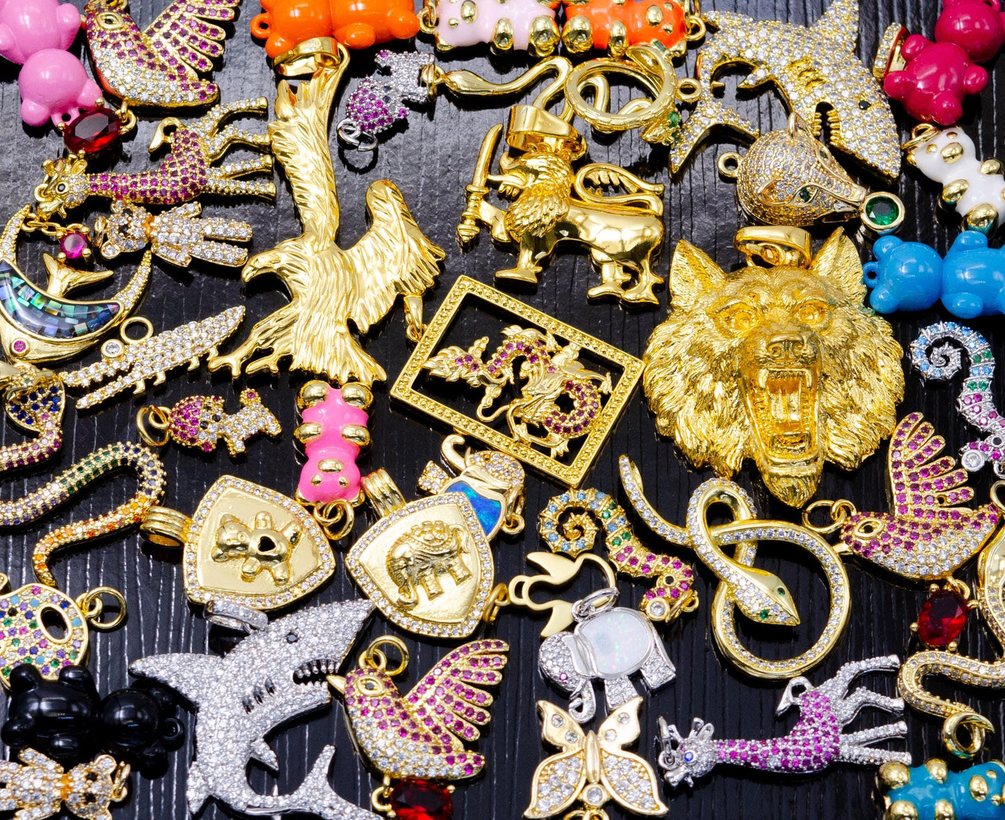 Random Mix Charm Bar Supply 14k Gold Filled Charm Assorted Charm Enamel Micro Pave CZ for Charm Bar Party Supplies Mix Pendants Fun DIY