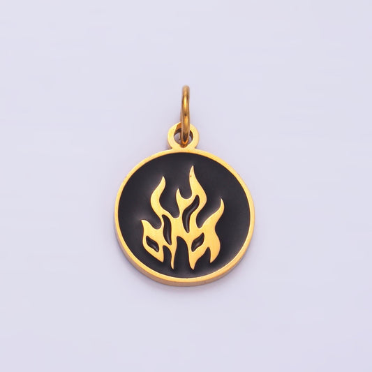 Dainty Gold Stainless Steel Fire charm element for Bracelet Necklace Component Ninja Men Earth Jewelry Inspired P724