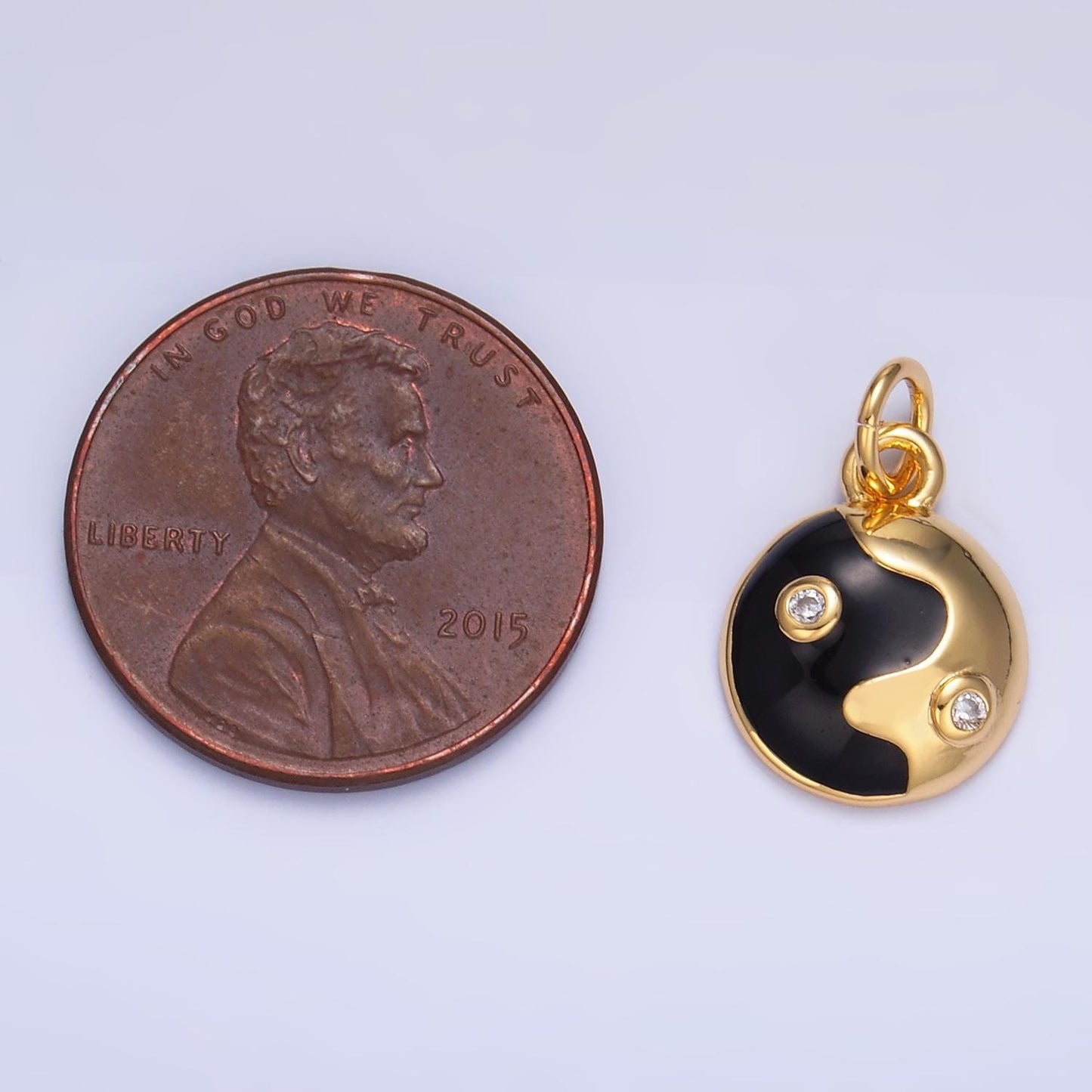 24k gold filled yin yang dainty pendant, micro pave Yoga charm for necklace bracelet earring W439