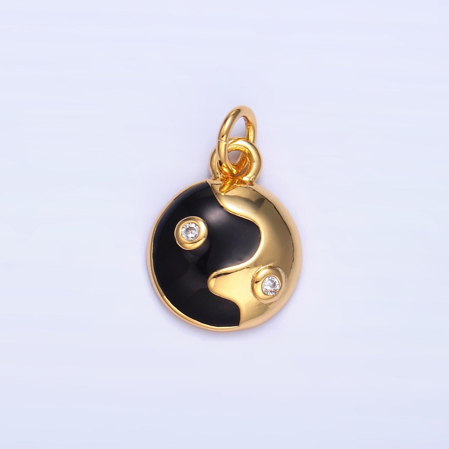 24k gold filled yin yang dainty pendant, micro pave Yoga charm for necklace bracelet earring W439