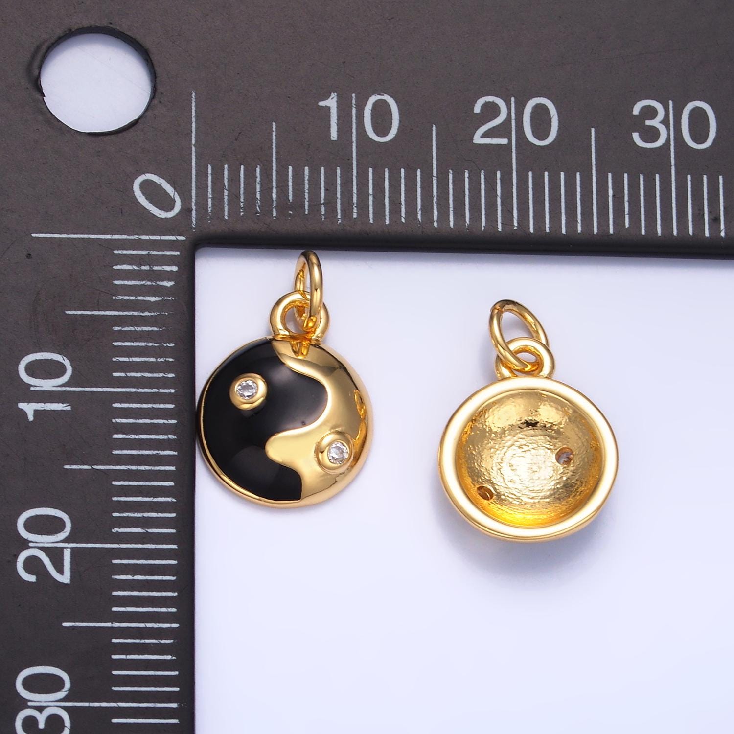 24k gold filled yin yang dainty pendant, micro pave Yoga charm for necklace bracelet earring W439