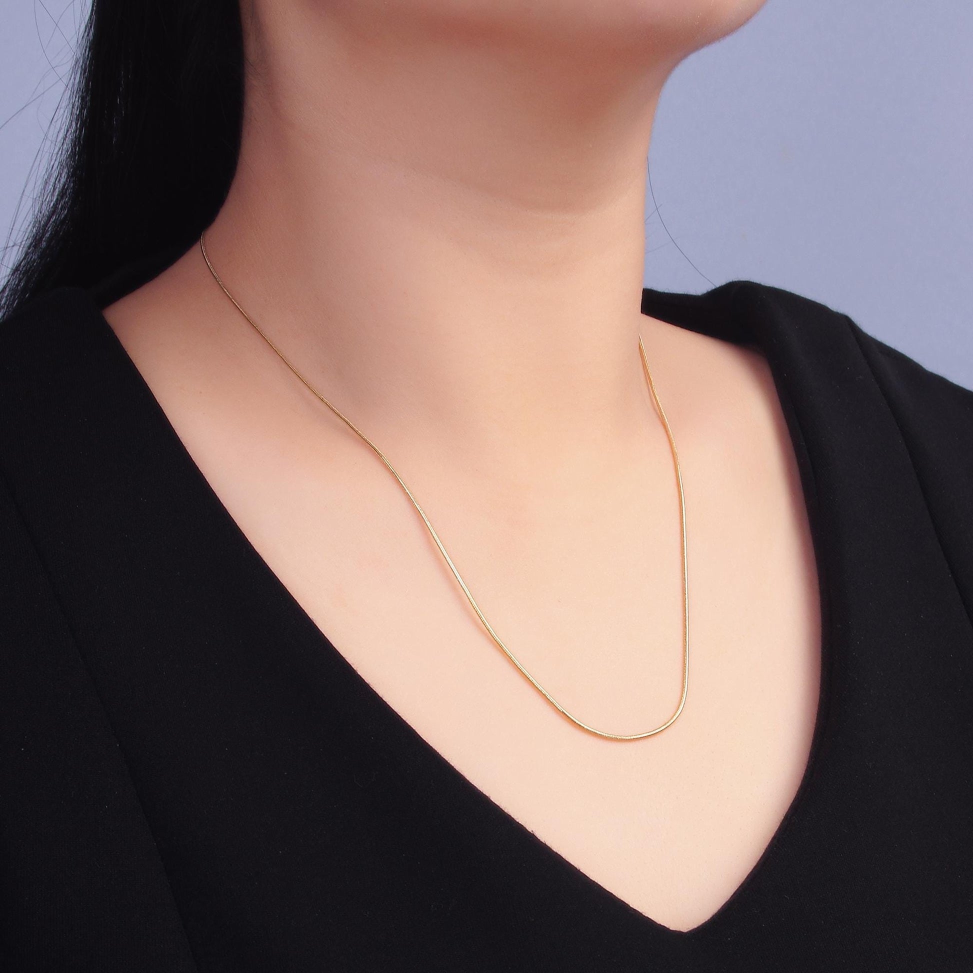 Fine herringbone chain necklace 1mm thick 24k gold filled snake chain 19.8 inches layering necklace ready to wear w/ lobster clasp WA-2752