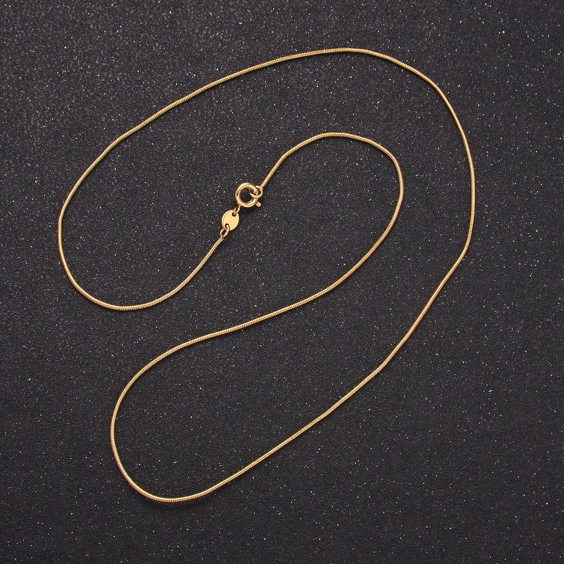 Fine herringbone chain necklace 1mm thick 24k gold filled snake chain 19.8 inches layering necklace ready to wear w/ lobster clasp WA-2752