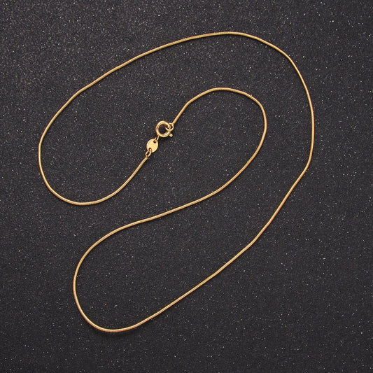 Fine herringbone chain necklace 1mm thick 24k gold filled snake chain 19.8 inches layering necklace ready to wear w/ lobster clasp WA-2752