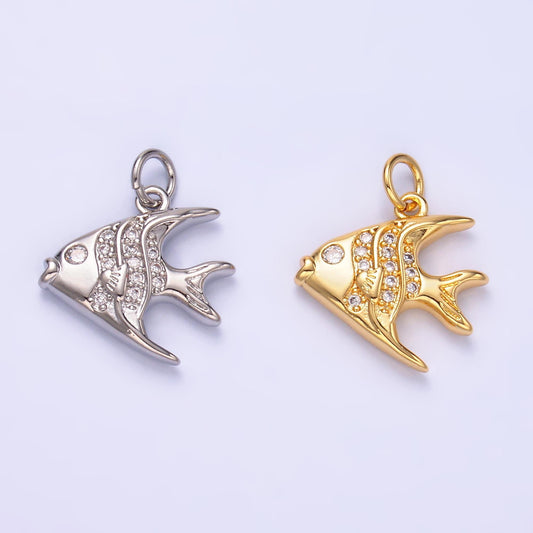 24k gold filled 15.3mm gold-fish animal charm | w442