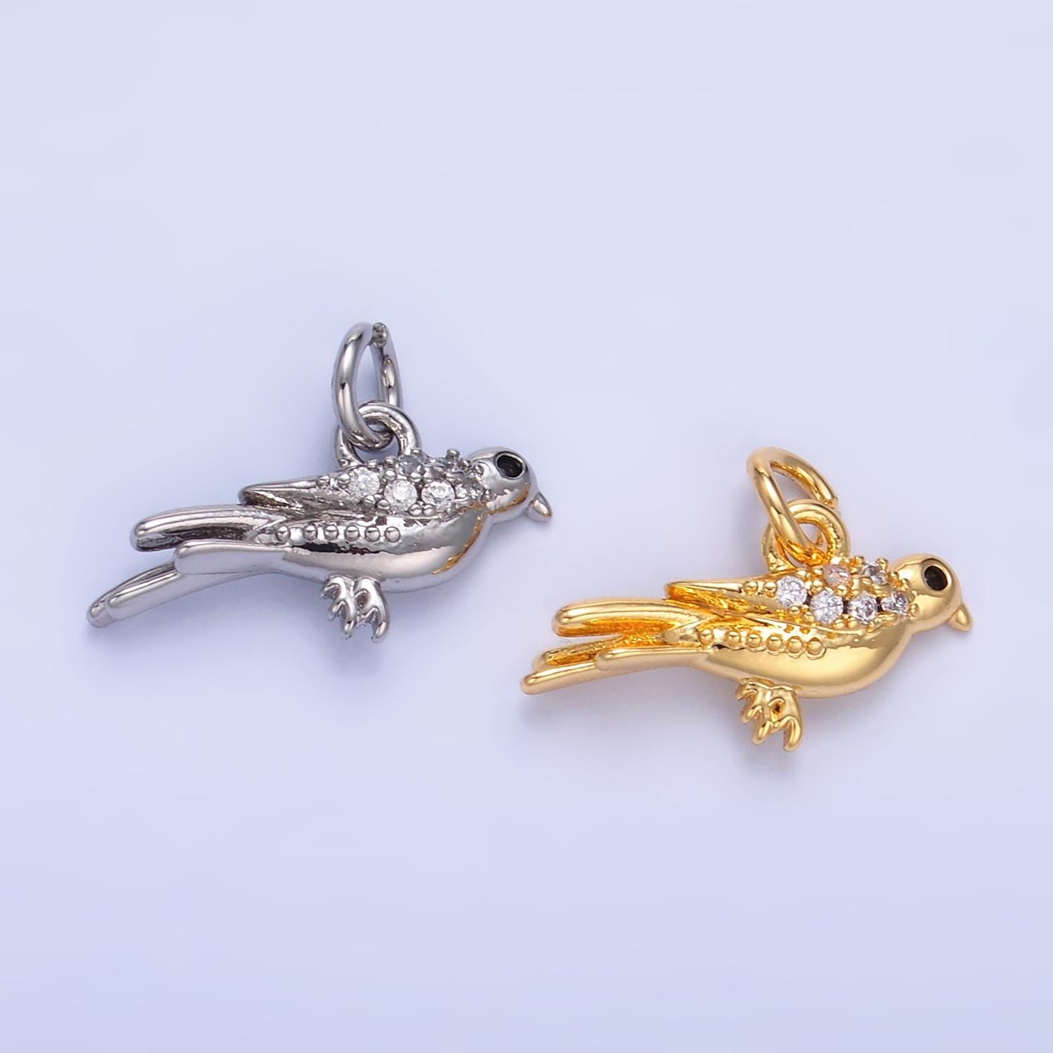 Mini Gold bird Charm 24k gold filled Animal pendant | W443