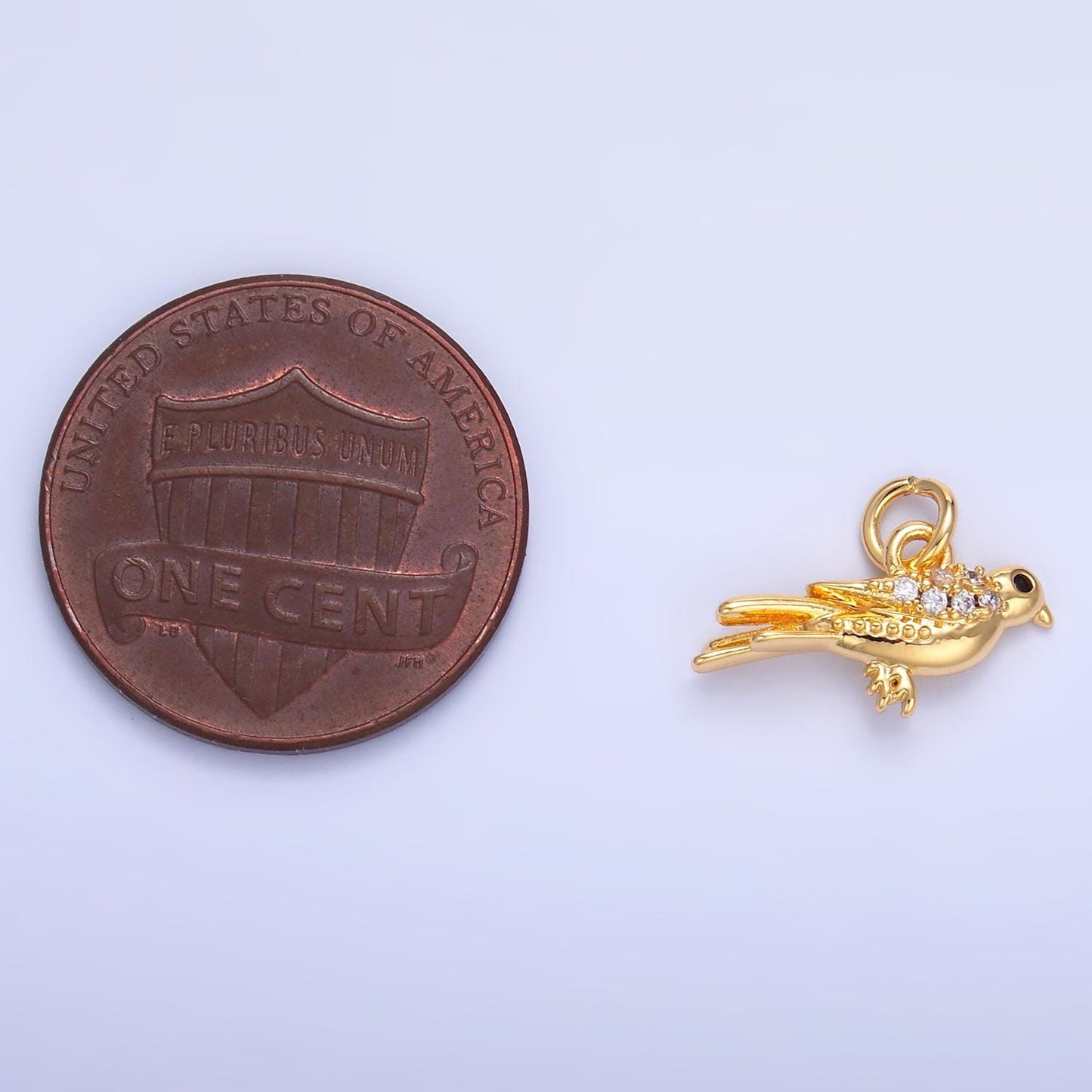 Mini Gold bird Charm 24k gold filled Animal pendant | W443