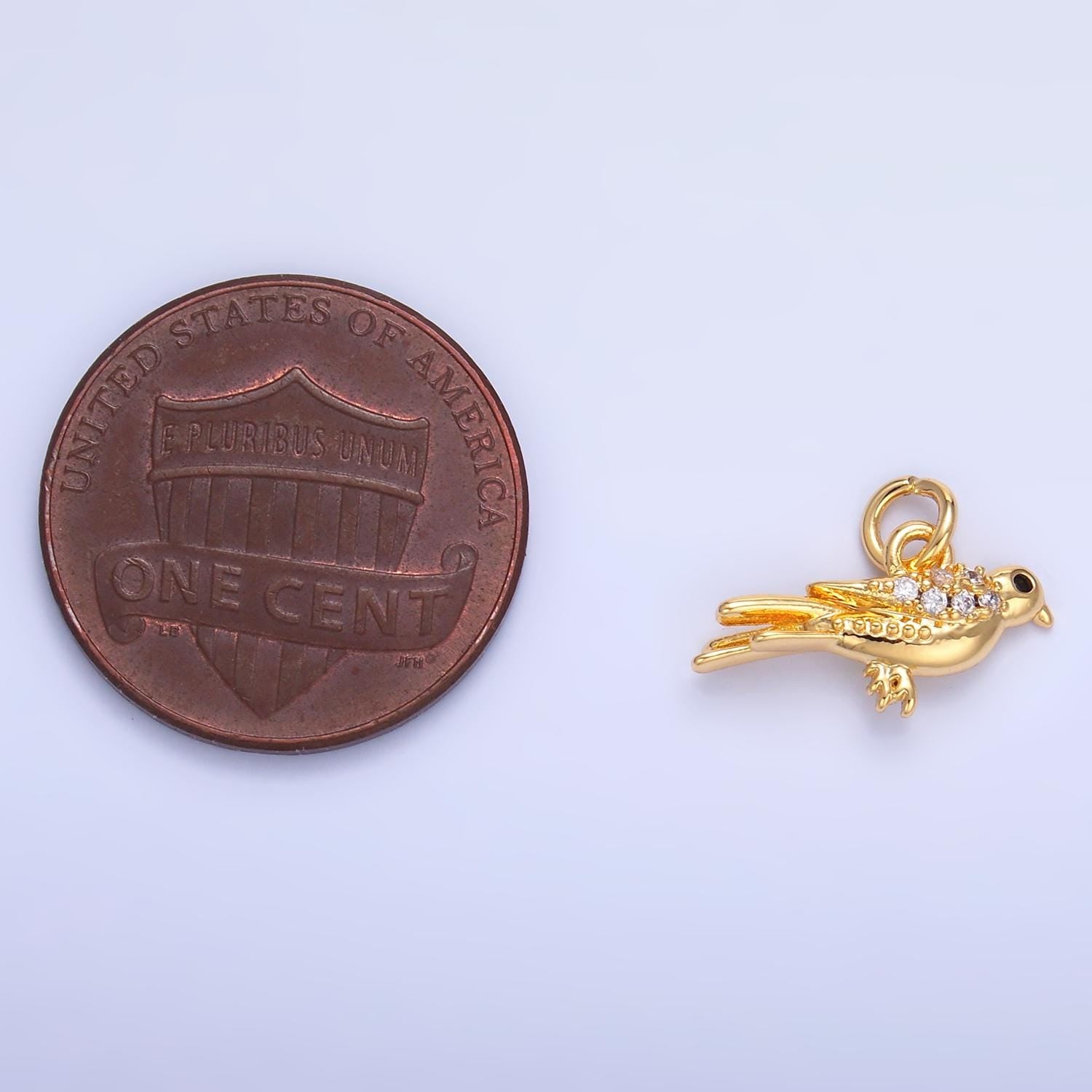 Mini Gold bird Charm 24k gold filled Animal pendant | W443