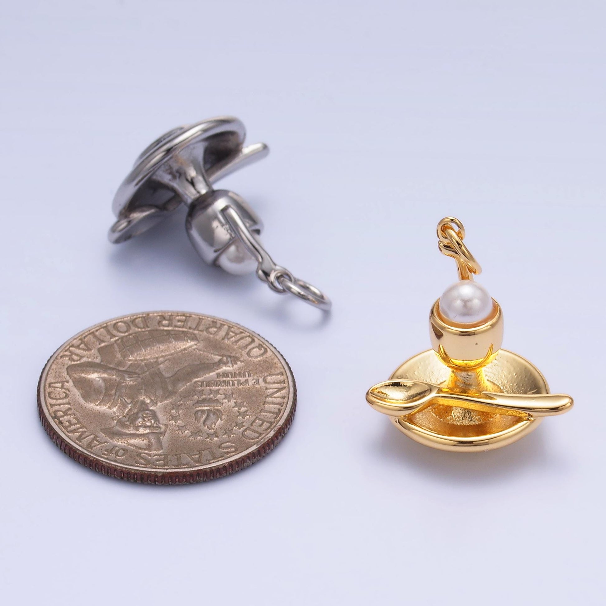 Mini Gold Pearl Ice Cream Charm White Pearl Gelato Charm Mini Foodie Charm Inspired for Bracelet Necklace Earring Bag Charm Supply w427