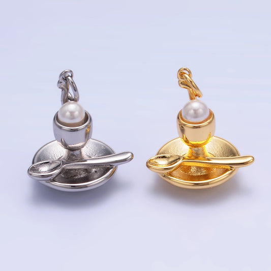 Mini Gold Pearl Ice Cream Charm White Pearl Gelato Charm Mini Foodie Charm Inspired for Bracelet Necklace Earring Bag Charm Supply w427