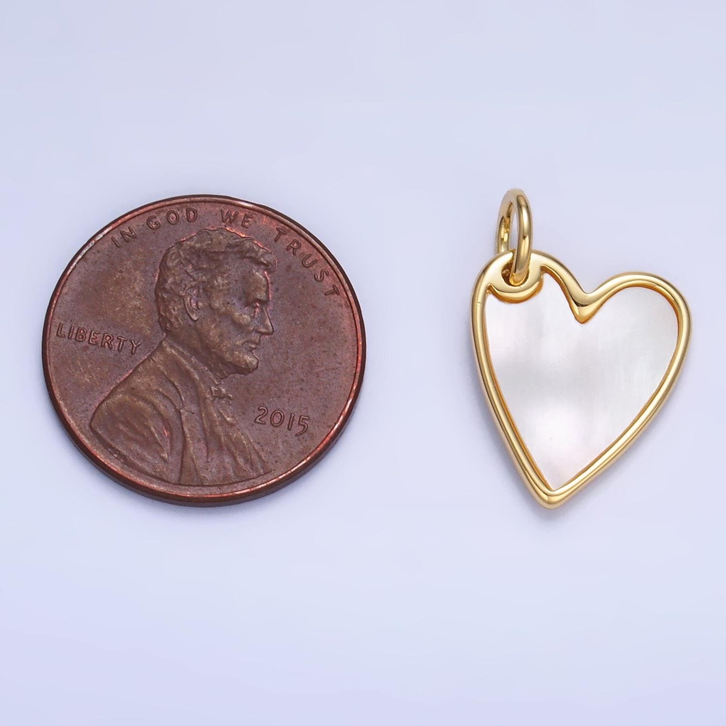 24K Gold Filled Love Shell Pearl Heart Charm for Valentine jewelry Making Supply | W431
