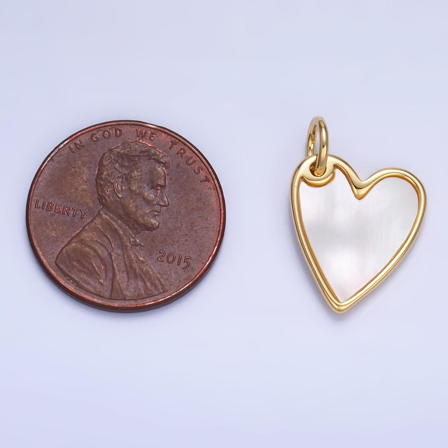 24K Gold Filled Love Shell Pearl Heart Charm for Valentine jewelry Making Supply | W431