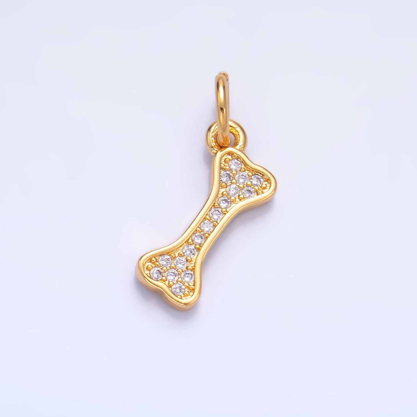 Micro pave Dog bone charm in 24k gold filled for bracelet necklace earring charm supply W422