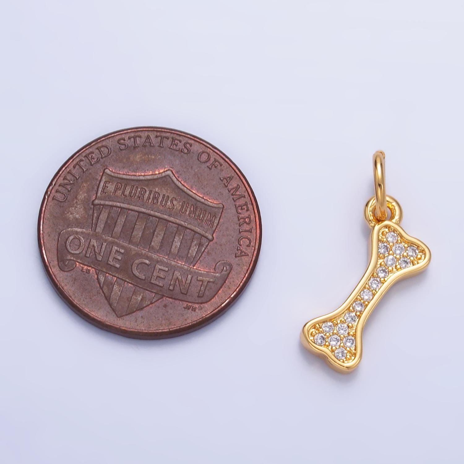 Micro pave Dog bone charm in 24k gold filled for bracelet necklace earring charm supply W422