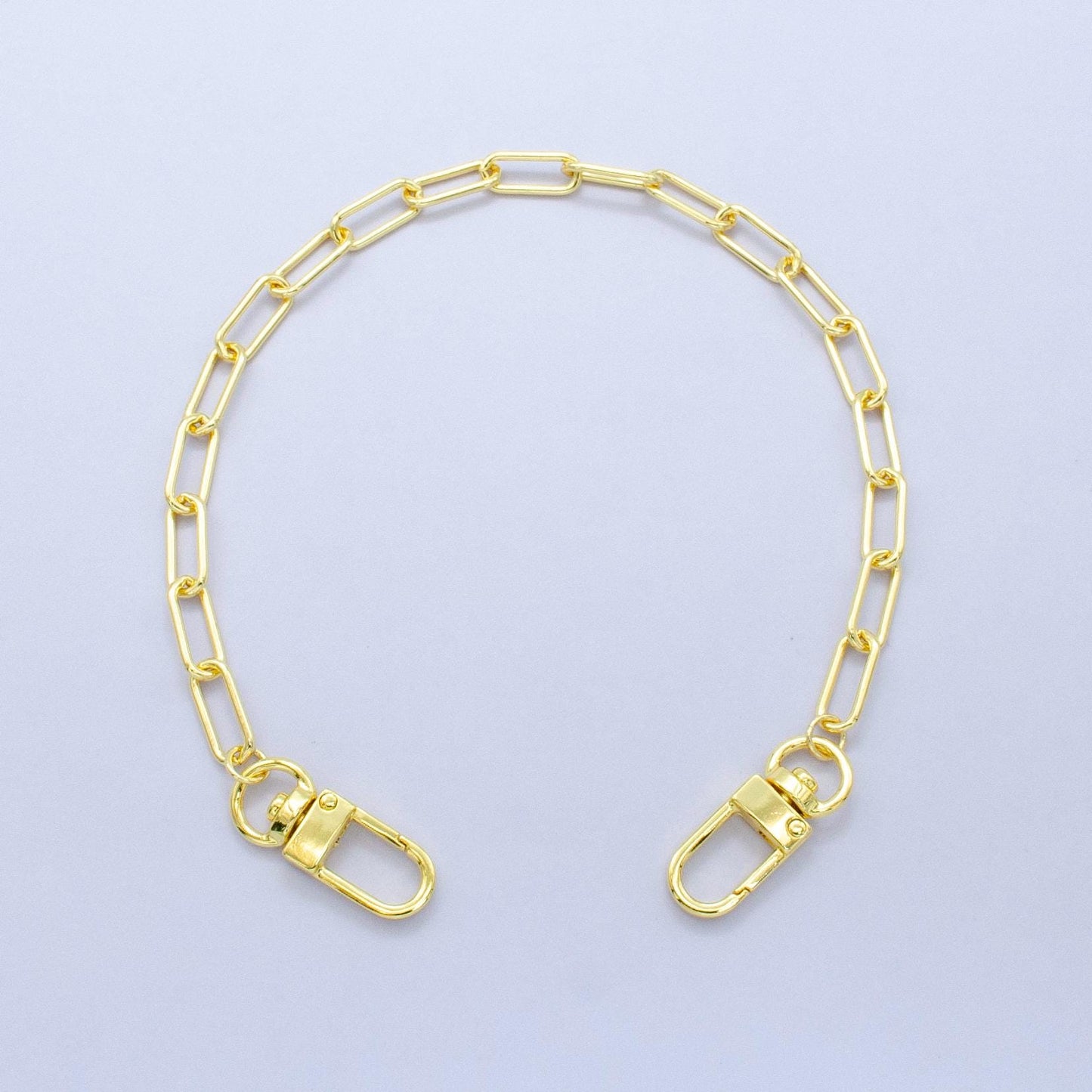 Long 24k Gold Filled Paper Clip chain 12.5 inch for Party Bag Charm Supply DIY Supply for Purse Charm Jewelry Making WA-2760
