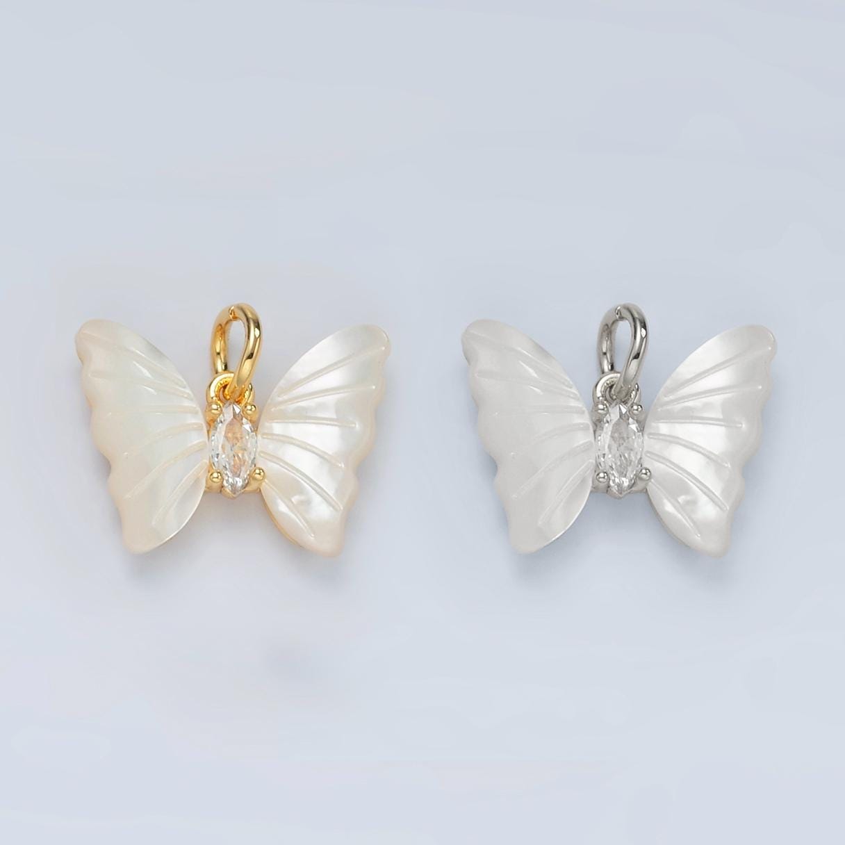 24k gold filled shell pearl butterfly charm animal pendant for necklace bracelet earring charm | d666
