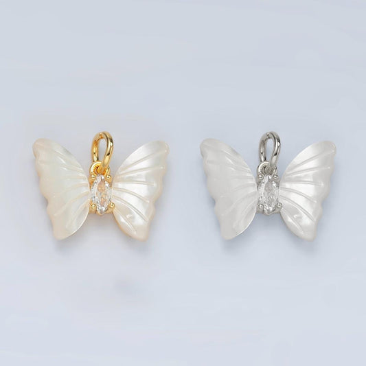 24k gold filled shell pearl butterfly charm animal pendant for necklace bracelet earring charm | d666
