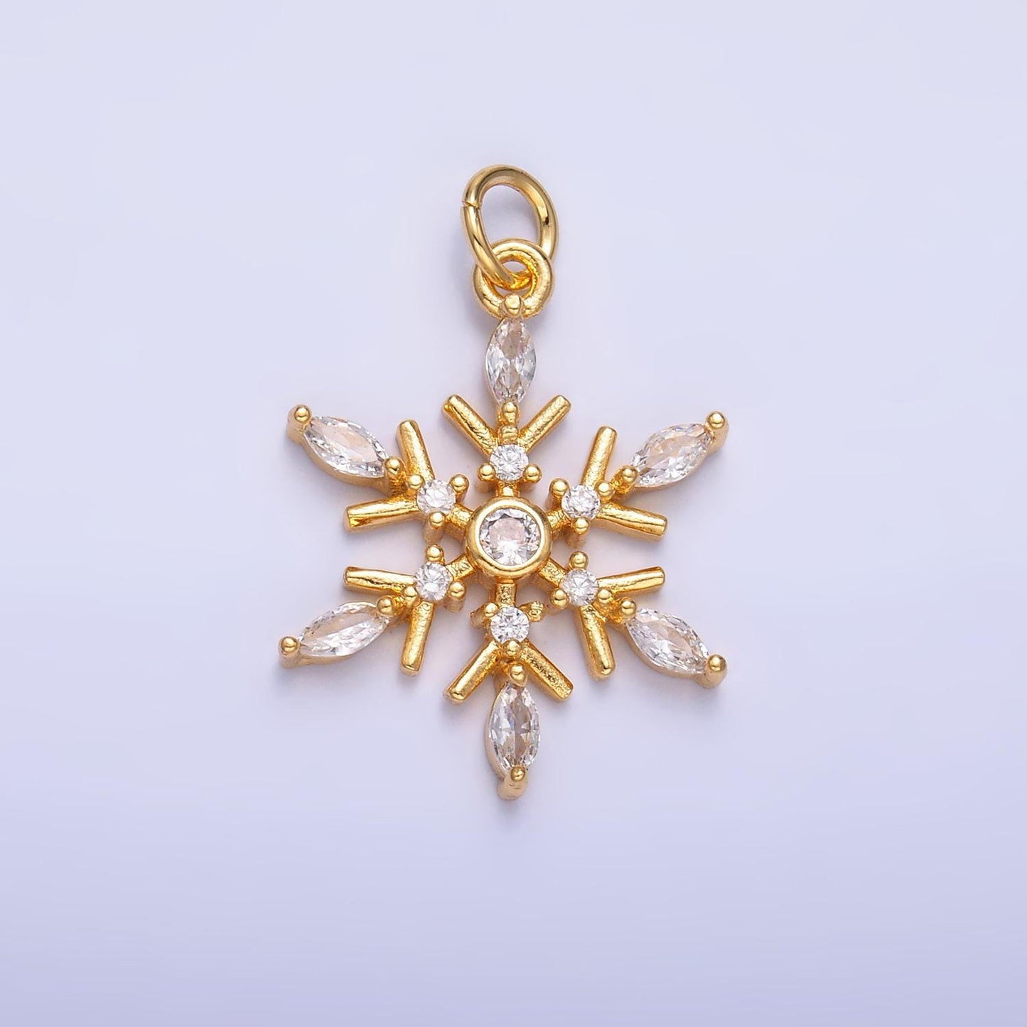 Dainty gold Filled Pave snow flake pendant charm, silver snowflake pendant charm for holiday gift Winter charm W445