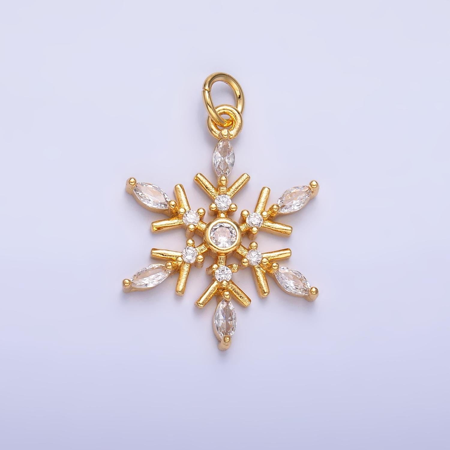 Dainty gold Filled Pave snow flake pendant charm, silver snowflake pendant charm for holiday gift Winter charm W445
