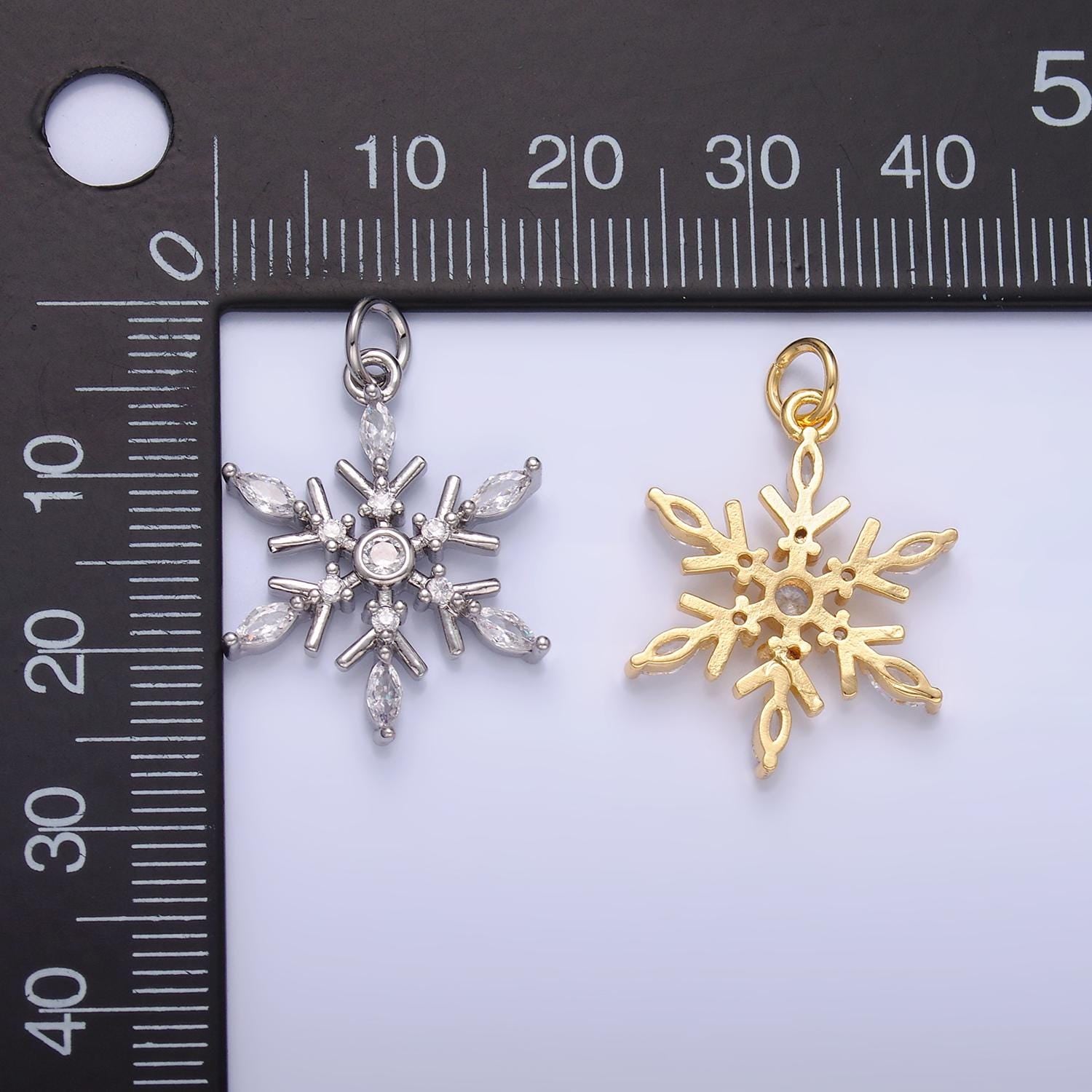 Dainty gold Filled Pave snow flake pendant charm, silver snowflake pendant charm for holiday gift Winter charm W445