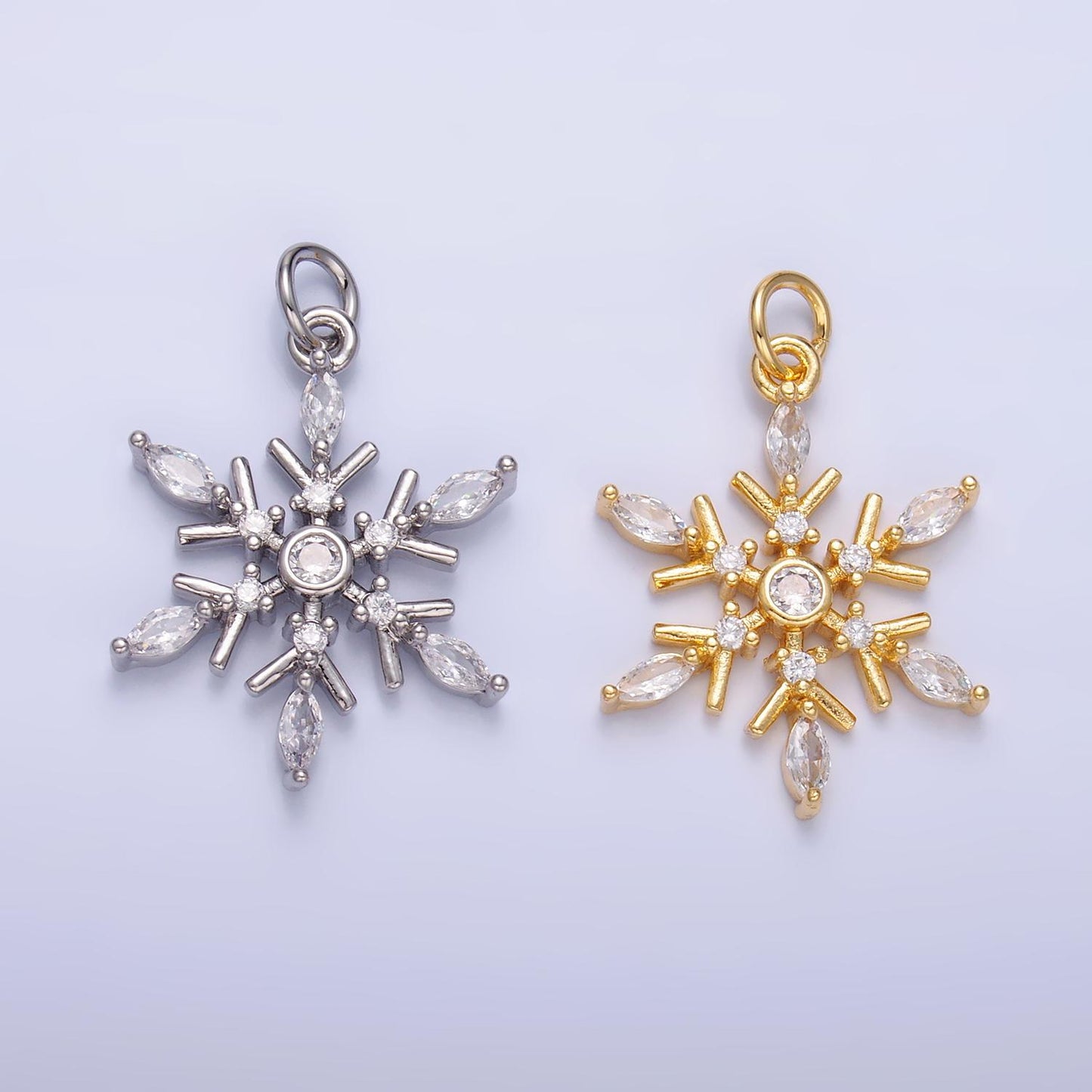 Dainty gold Filled Pave snow flake pendant charm, silver snowflake pendant charm for holiday gift Winter charm W445